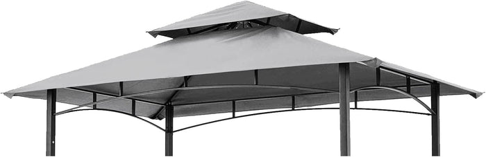 Grill Gazebo Replacement Canopy Roof – Hugline 5x8 Outdoor Grill Shelter Canopy Top Double Tiered BBQ Tent Cover Fit for Model L-GG001PST-F (Gray)