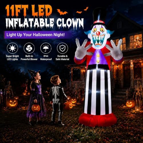 11FT Giant Halloween Inflatables Clown Ghost Outdoor Decorations, Giant Blow ...