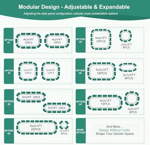 3 in 1 Galvanized Raised Garden Bed, 4x2x1ft, 2Pack, Green
