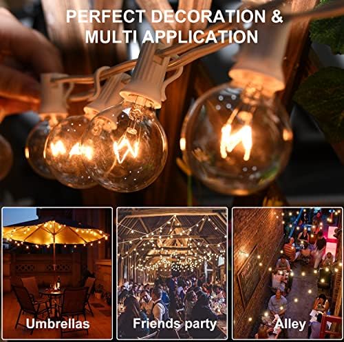 100Ft G40 Outdoor String Lights Patio Lights with 100 Edison Globe Bulbs, Con...
