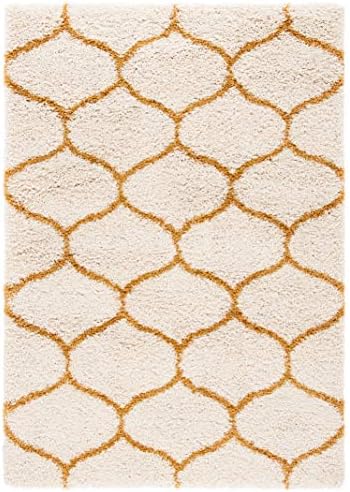 SAFAVIEH Hudson Shag Rug 5'3"x7'6", Plush Trellis Ivory &am...
