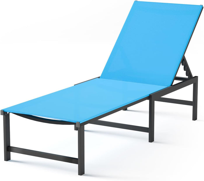 Aluminum Patio Chaise Lounge Chair Outdoor,Blue