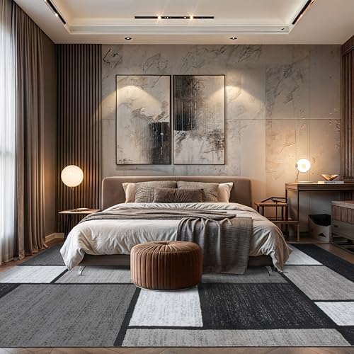 Rugshop Geometric Boxes Modern Soft Living Room Area Rug Gray 12' x 15'