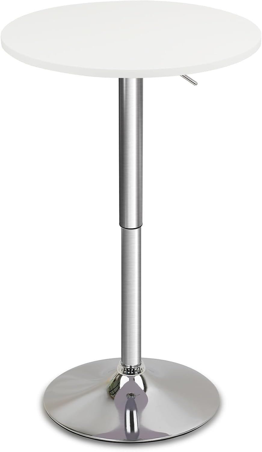 CLATINA Round Bar Table, Height Adjustable 26"-36" Bistro Pub Table...