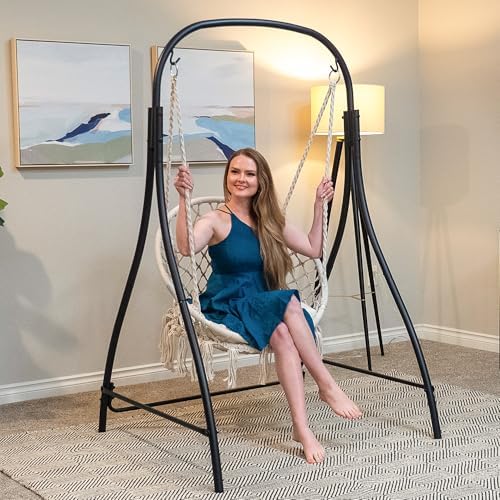 SUNCREAT Indoor Hammock Swing Chair with Stand, Hanging Chair Outdoor with St...