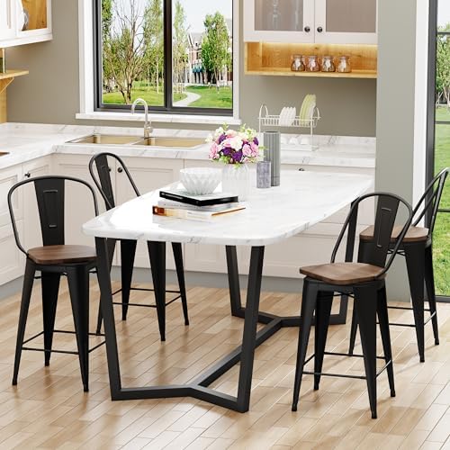 Aklaus Swivel Metal Bar Stools Set of 4 Counter Height Stools Counter Bar Sto...