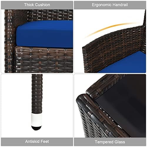 Tangkula 4-Piece Modern Patio Rattan Conversation Set, Outdoor Wicker Furnitu...
