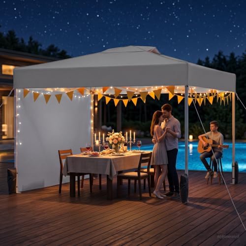 10x10 Pop Up Canopy Tent with One Push Setup, 3 Adjustable Heights, Gray