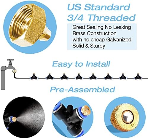 H&G lifestyles Patio Mister Outdoor Misters for Outside Patio Cooling 59FT