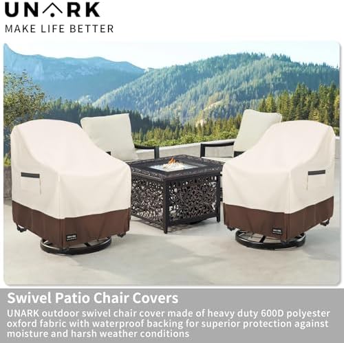 Outdoor Swivel Patio Chair Cover 4 Pack,600D Waterproof Heavy Duty Outdoor Ch...