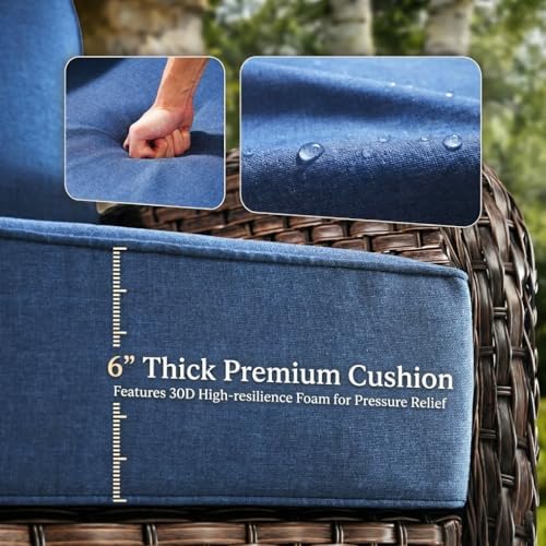 Luxury High Back Outdoor Furniture with 6-inch Extra Thick Cushions, Patio Fu...