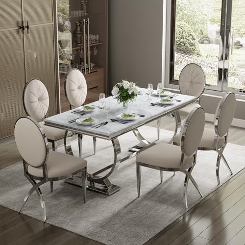 Dining Table, 70" Rectangular Modern Kitchen and Dining Room Table with ...