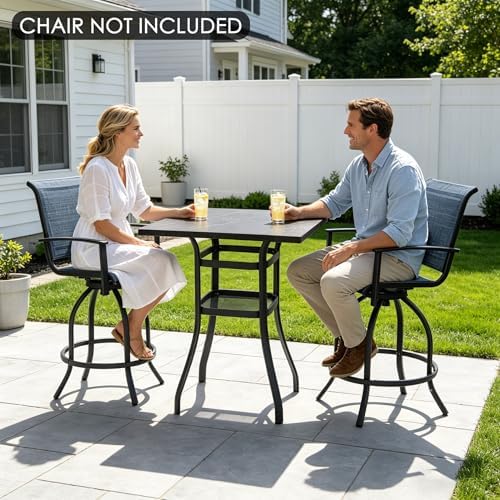 Kozyard Outdoor Bar Height Table with Realistic Marble Texture Top, 36" ...