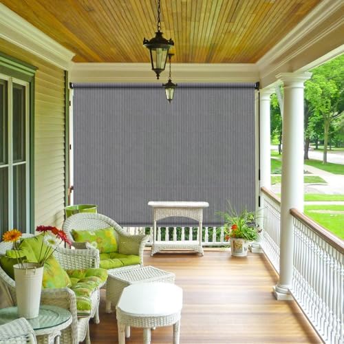 Shade&Beyond Outdoor Roller Shades with Splicing Design, 8' W x 8'...