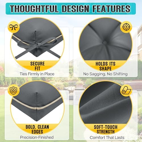 Patio Chair Cushions High Back 44"x22"x4" Thick (Black)