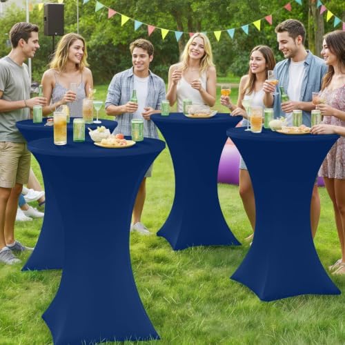 Moosfor Spandex Cocktail Table Covers 4 Pack, Elastic Fitted Stretch Table Cl...