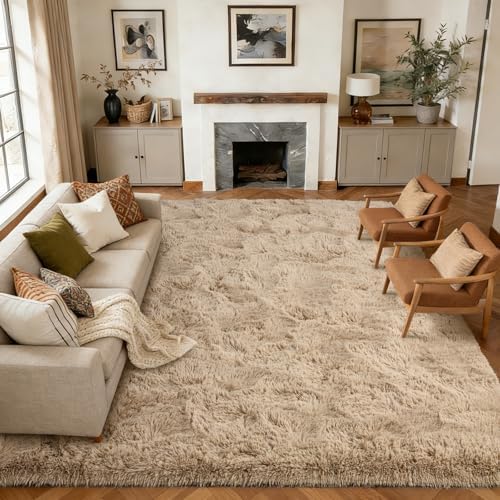 10x14 Extra Large Fluffy Shaggy Area Rugs Non-Slip for Living Room Beige