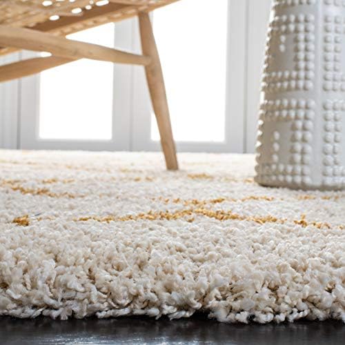 SAFAVIEH Hudson Shag Rug 5'3"x7'6", Plush Trellis Ivory &am...