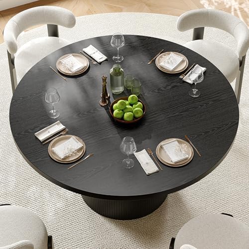 ONBRILL 47 Inch Round Dining Table for 4-6, Black