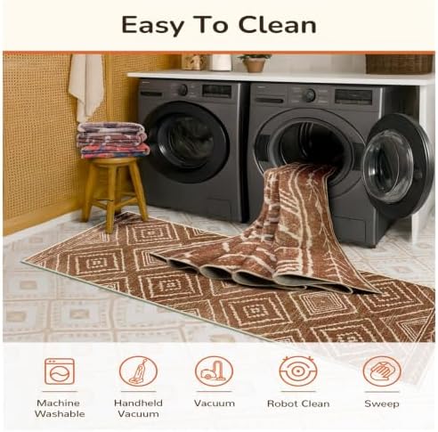 BESTSWEETIE 5'x7' Washable Area Rug for Living Room Bedroom Yellowbrown
