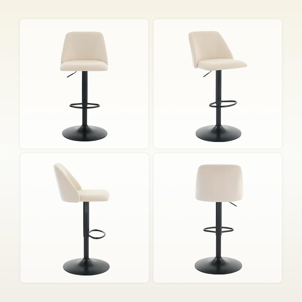 COLAMY Bar Stools Set of 4, Modern Swivel Bar Chairs, Adjustable Upholstered ...