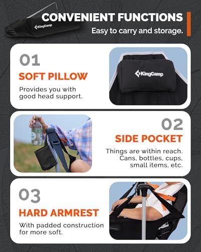 KingCamp Hammock Camping Chair with Footrest & Breathable Mesh Back 400 lbs