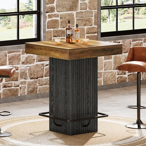 Tribesigns Square Bar Table, Kitchen Dining Table, Industrial Counter Height ...
