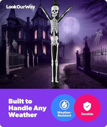 LookOurWay Halloween Air Dancers Inflatable Tube Man Set | 20ft Skeleton Wack...