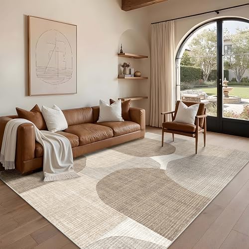 5x7 Area Rugs Modern Beige Washable Rug for Living Room Bedroom