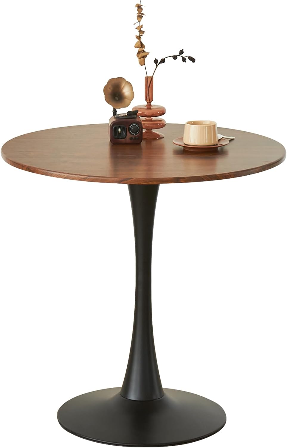 Round Dining Tulip Table for 2, Mid-Century Modern Table with Sturdy Metal Pe...
