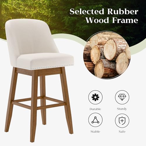 MU Counter Height Swivel Barstools, 30" Seat Height Upholstered Bar Stoo...