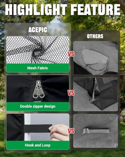 ACEPIC 10x10ft Mesh Sidewalls Kit for Canopy (Black, 4PCS Sidewalls Only)