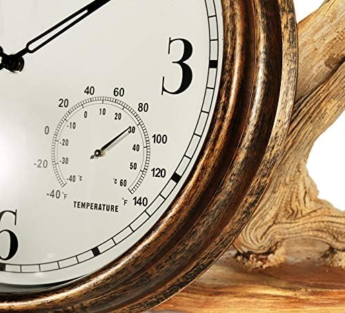 16 Inch Large Outdoor Wall Clock,Waterproof Vintage Non-Ticking Clock with Th...