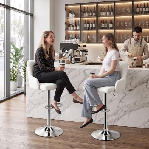 VECELO Bar Stools Set of 2, Adjustable Barstools, Counter Height Stools with ...