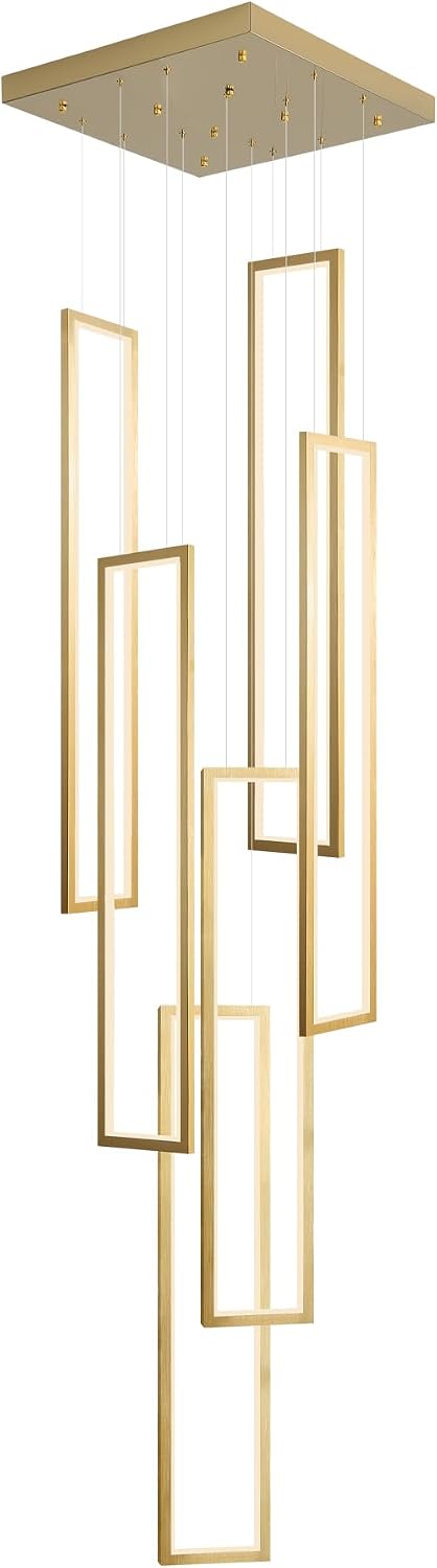 Flashing God ModernLed Gold Chandelier with 6 Ring Foyer Chandeliers,Larger H...