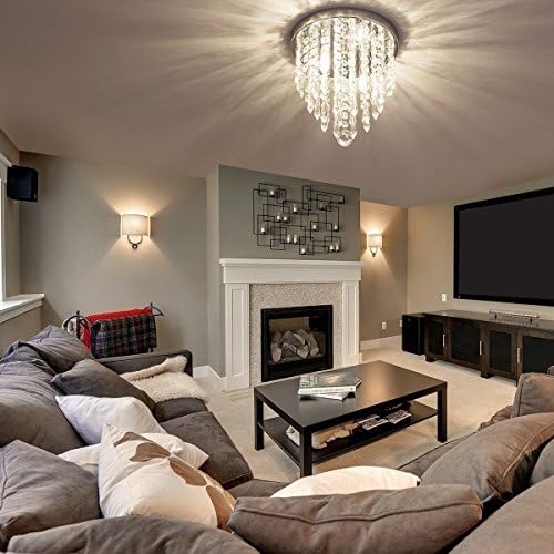 lifeholder Mini Chandelier, Crystal Chandelier Lighting, 2 Lights, Flush Moun...