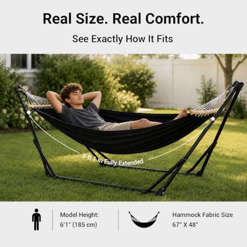 2-in-1 Hammock Chair with Stand, Portable Hammock, Black