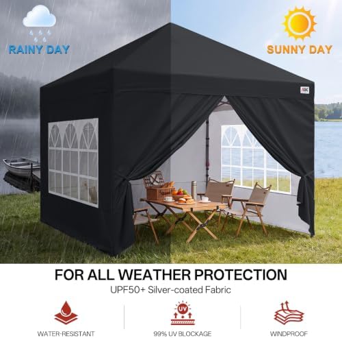 ABCCANOPY 10x10 Pop Up Canopy Tent, Enclosed with Zippered Walls, Black