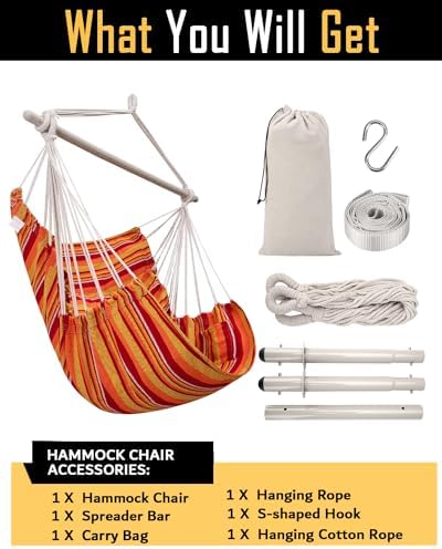 ADVOKAIR Hammock Chair Swing 500lbs Steel Bar Multi-Size Bedroom&Porch