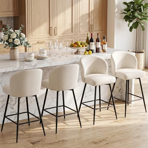 Counter Height Bar Stools Set of 3, 360° Swivel Upholstered Barstools with Ba...