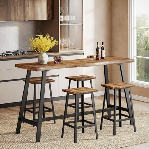 55" Solid Wood Bar Table, Rustic Brown