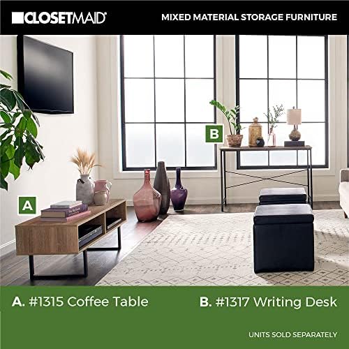 ClosetMaid Rectangular Wood Coffee Table with Storage Shelves, Narrow, 39.45&...