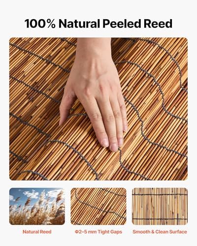 VEVOR Natural Reed Fencing, 4 ft x 16.4 ft, 3 Pack Decorative Natural Reed Fe...
