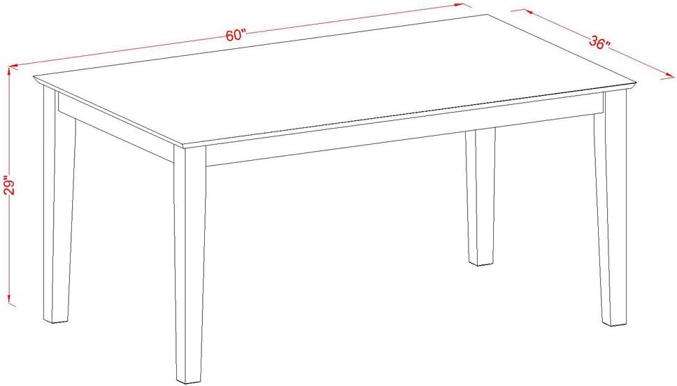 East West Furniture CAT-LWH-S Capri Dining Table - a Rectangle Wooden Table T...