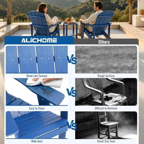 HDPE Adirondack Chairs Set of 2, Outdoor Plastic Adirondack Chair with Cup Ho...