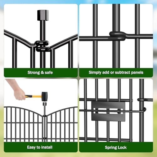 10 Panel No Dig Decorative Garden Fence with Gate 24" H x 20'L Dog B...
