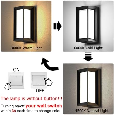 Sytmhoe Outdoor Wall-Porch-Light, Modern Exterior LED Wall Sconce,24W-Led Mat...