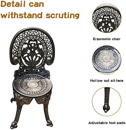 YKSY&YKSY Patio Bistro Set.Rust-Resistant Cast Aluminum Bistro Table Set ...