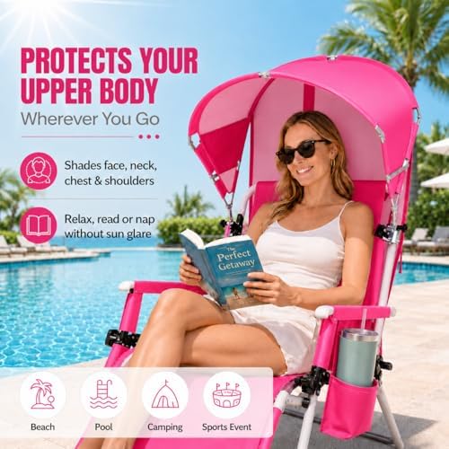Universal Wind-Resistant Chair Umbrella Canopy, Foldable Portable UPF 50+ Sun...