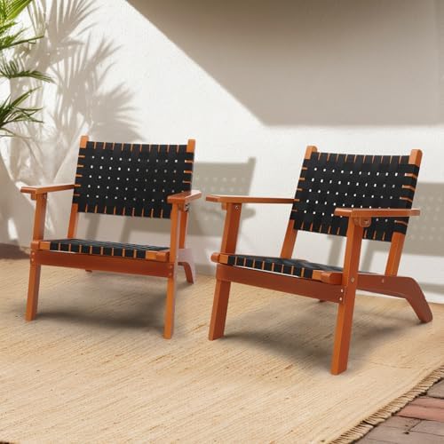 VINGLI Outdoor Armchair, Wooden Adirondack Chair All-Weather Wooden Patio Cha...